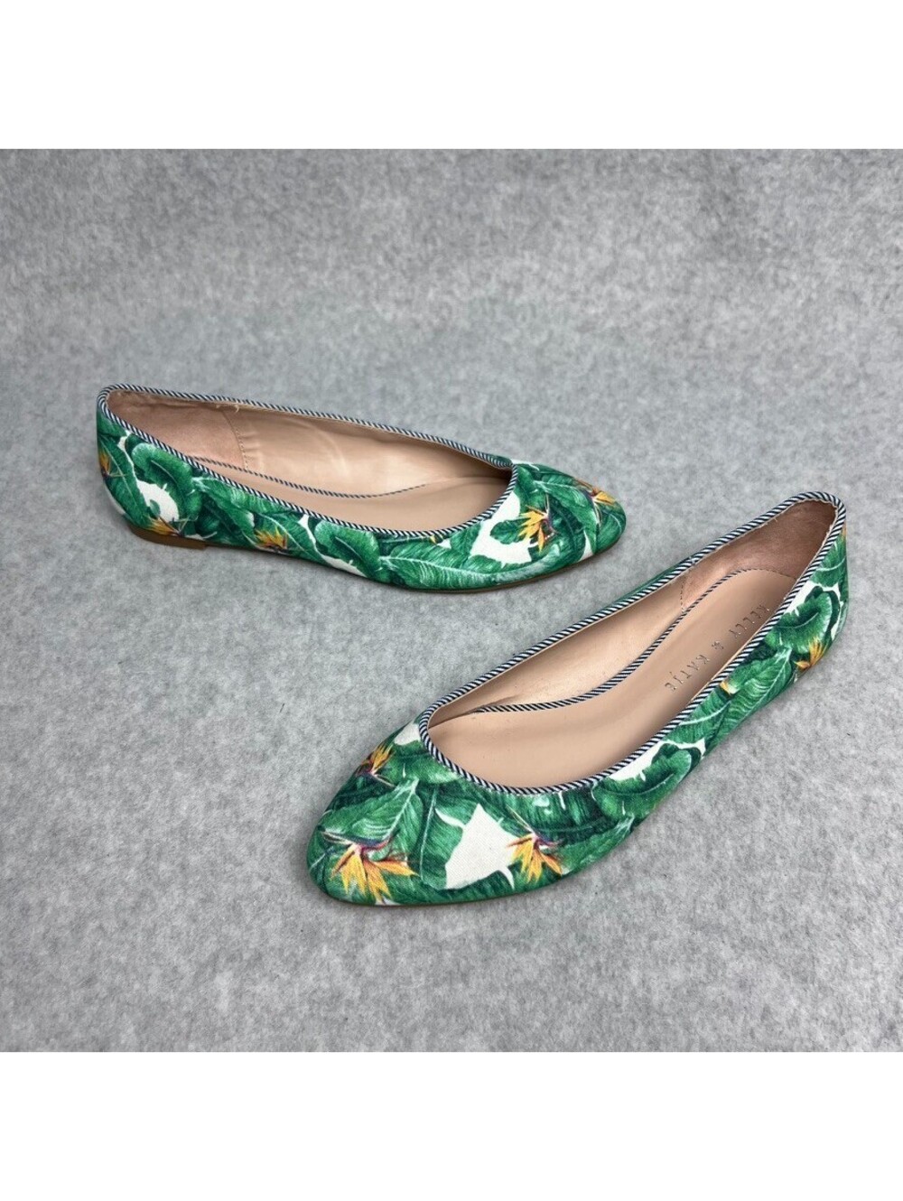 Kelly & Katie Decotis Tropical Palm Print Ballet Flats Almond Toe Shoes Size 7
